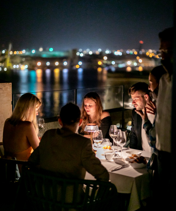 Fine dining in Malta evening setting at ION Harbour